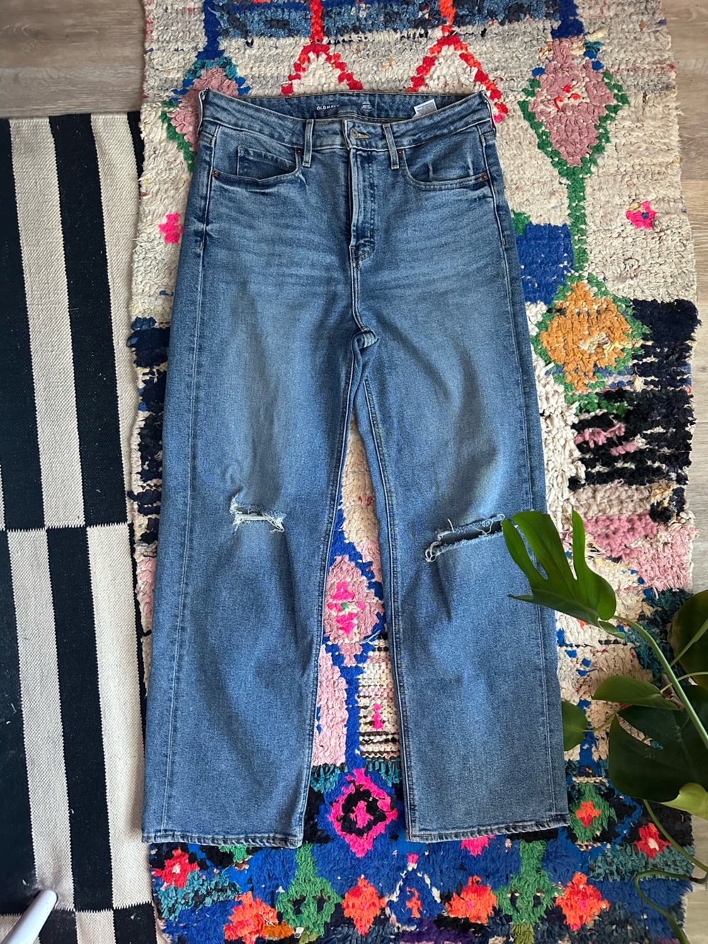 Old Navy Sky High Wide Leg Ripped Jeans